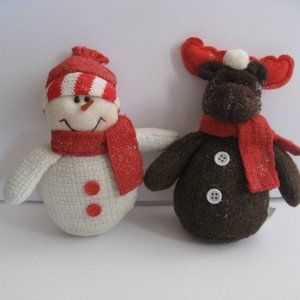 KIDS OF AMERICA Snowman & Reindeer Plush Beanie Toy 6" NEW w/Tags Holiday Cheer